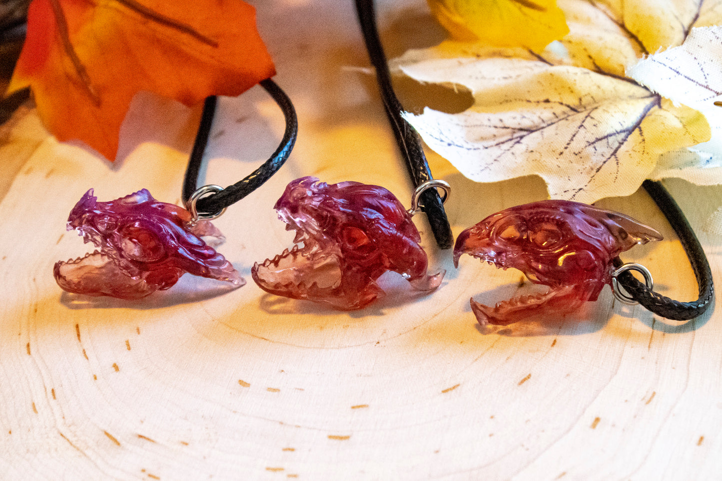 Blood Moon Red Dragon Skull Necklaces