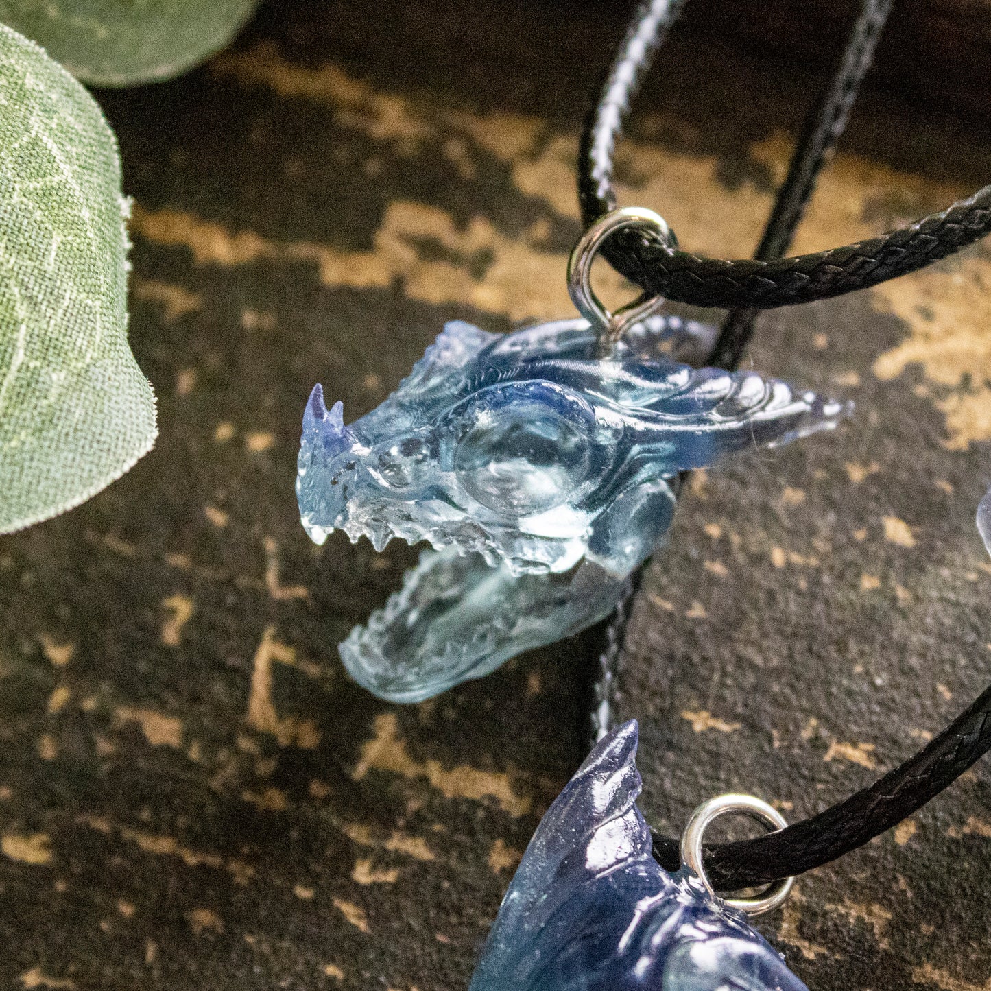 Midnight Blue Dragon Skull Necklaces