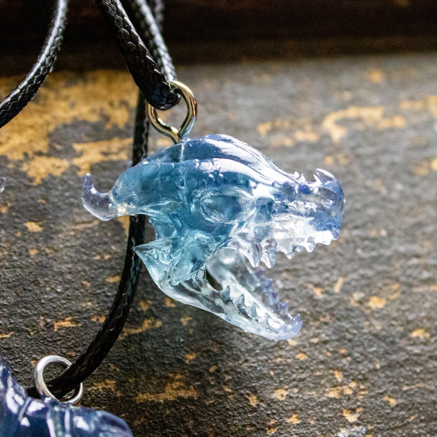 Midnight Blue Dragon Skull Necklaces