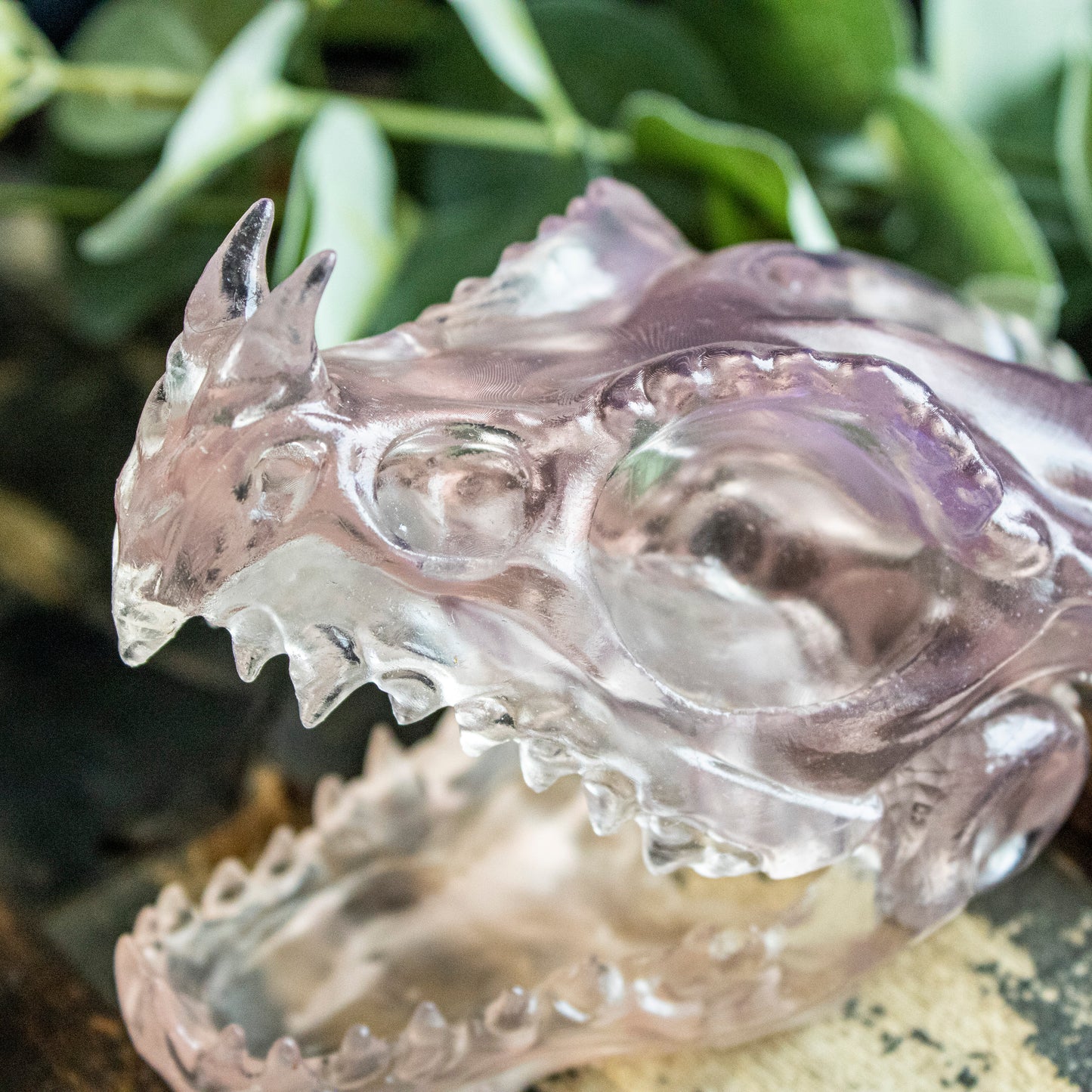 Clear Pink Fire Dragon Skull - Large