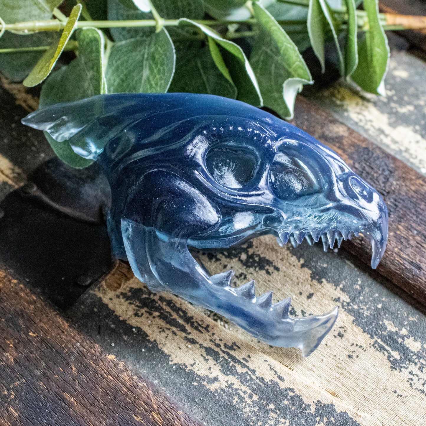 Dark Blue Ice Dragon Skull - Large